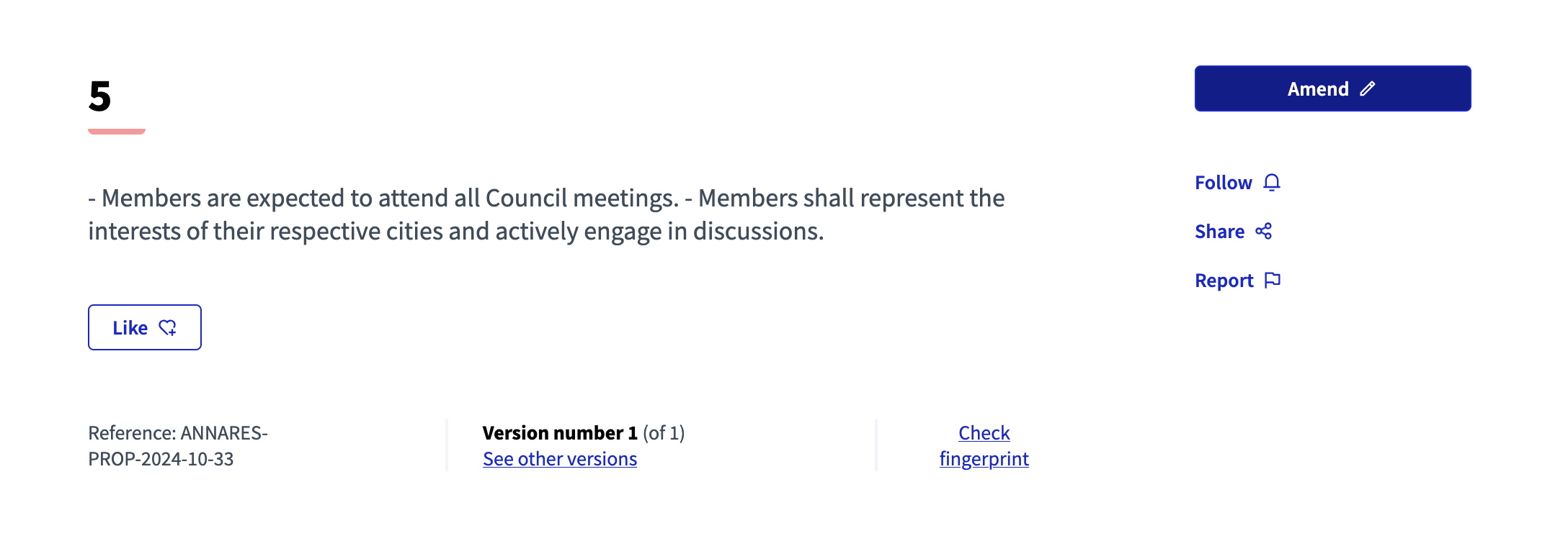Amend button on proposal page